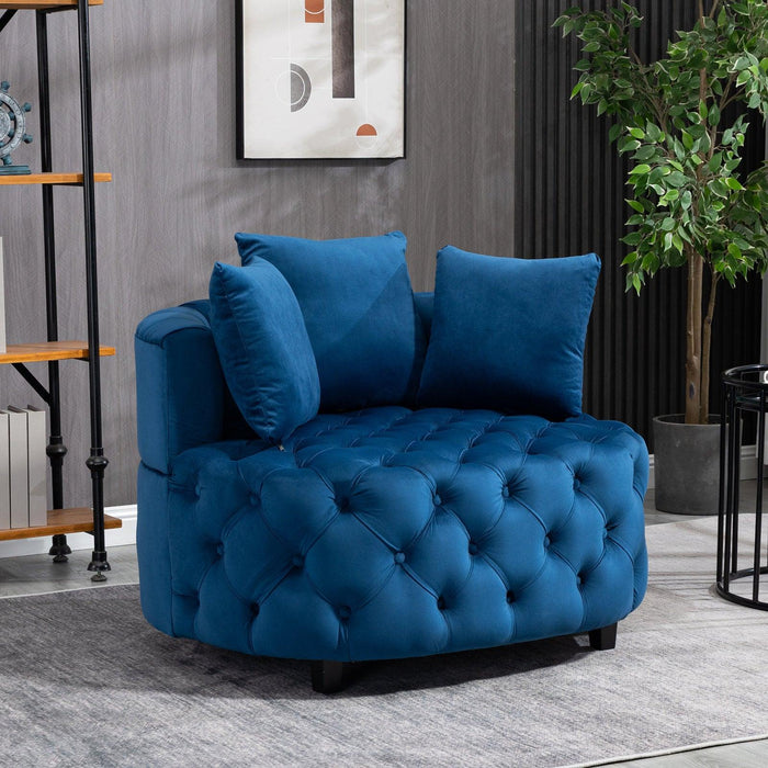 Furniture,Accent Chair / Classical Barrel Chair for living room /Modern Leisure Sofa Chair (Blue)