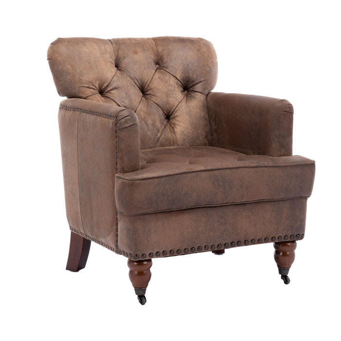 Living leisure Upholstered Fabric Club Chair, Antique Brown