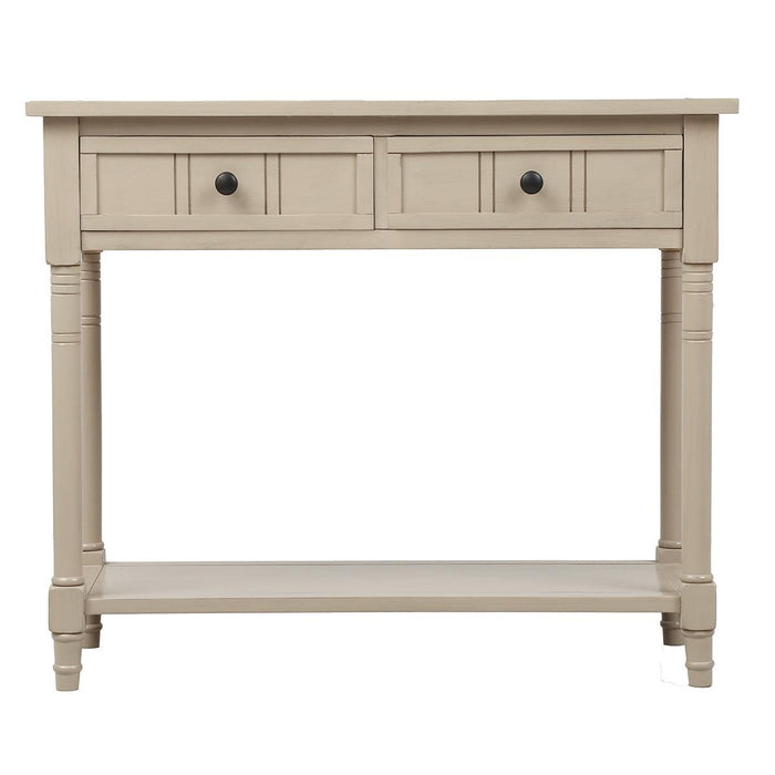 Daisy Series Console Table Traditional Design with Two Drawers and Bottom Shelf (Retro Grey)