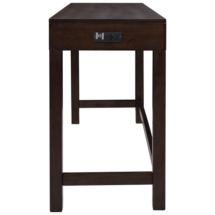 4-Piece Counter Height Table Set with Socket and Leather Padded Stools, Espresso