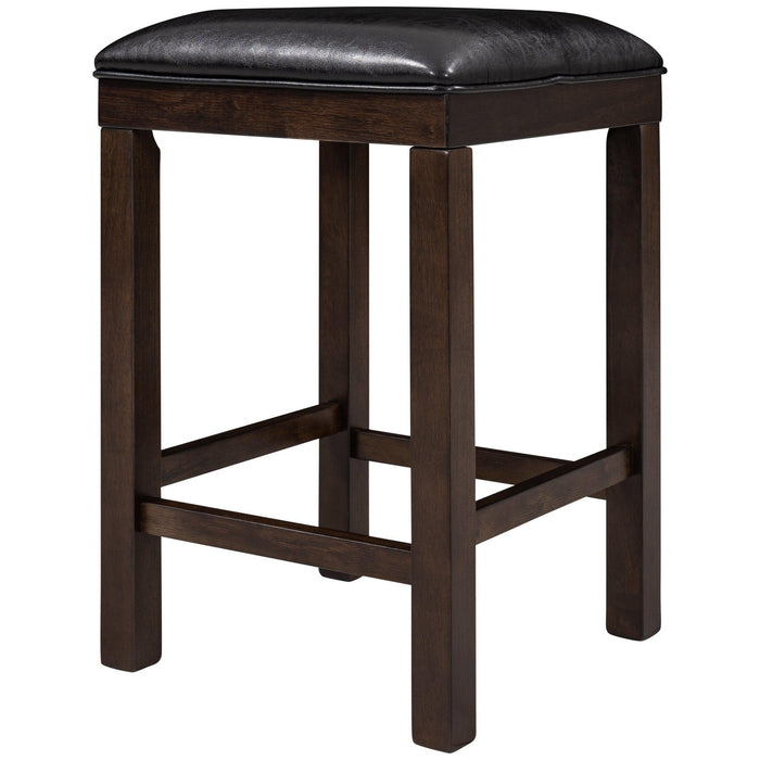 4-Piece Counter Height Table Set with Socket and Leather Padded Stools, Espresso