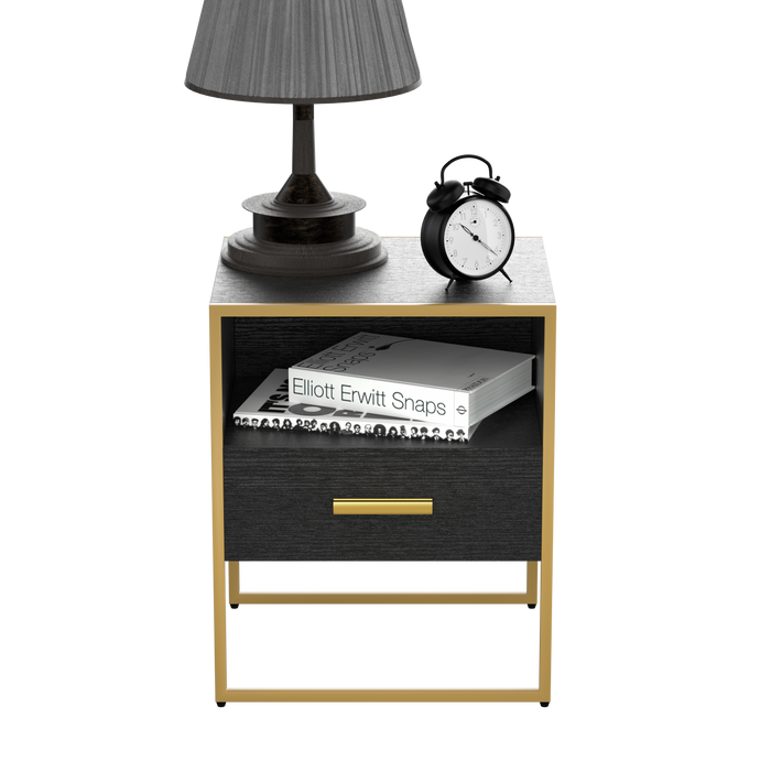 UpdateModern Nightstand with 1Drawers, Suitable for Bedroom/Living Room/Side Table (ld and Black )