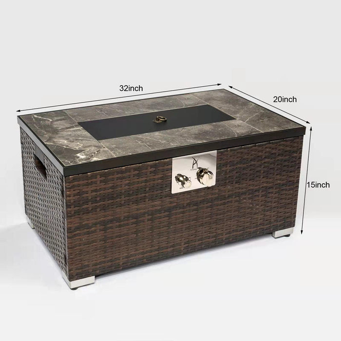 Outdoor Fire Table  Propane  Fire Pit Rattan gas fire table, gas fire table with tile tabletop