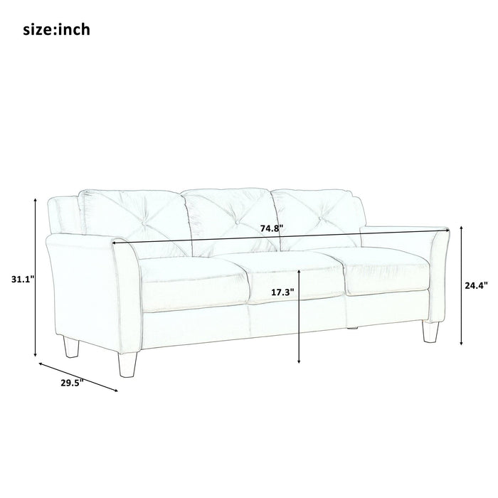 Button Tufted 3 Piece Chair Loveseat Sofa Set