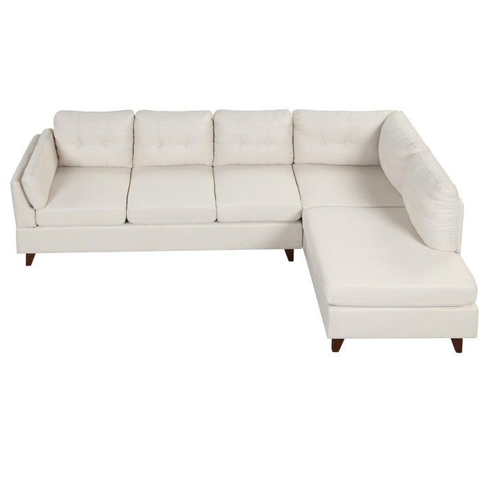 97.2"Modern Linen Fabric Sofa, L-Shape Couch with Chaise Lounge,Sectional Sofa with one Lumbar Pad,Beige