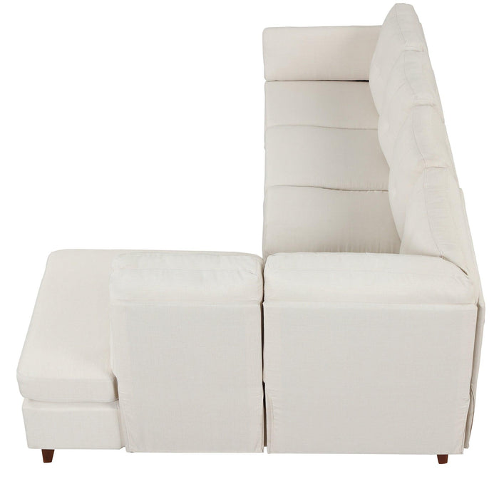 97.2"Modern Linen Fabric Sofa, L-Shape Couch with Chaise Lounge,Sectional Sofa with one Lumbar Pad,Beige