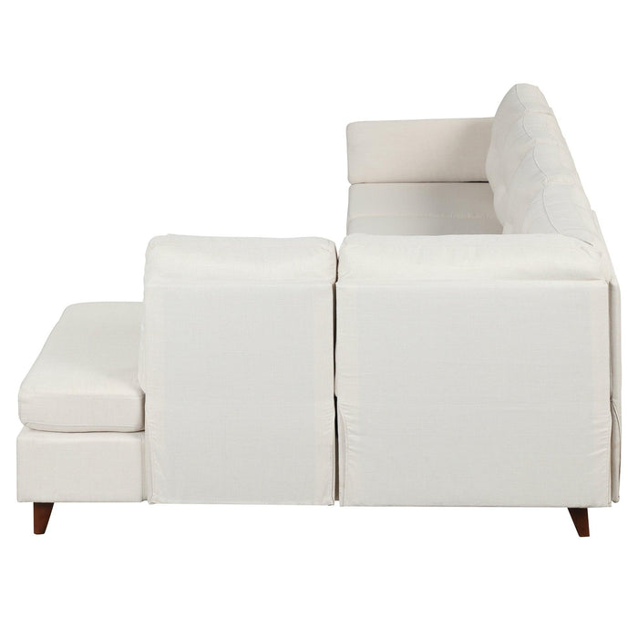 97.2"Modern Linen Fabric Sofa, L-Shape Couch with Chaise Lounge,Sectional Sofa with one Lumbar Pad,Beige