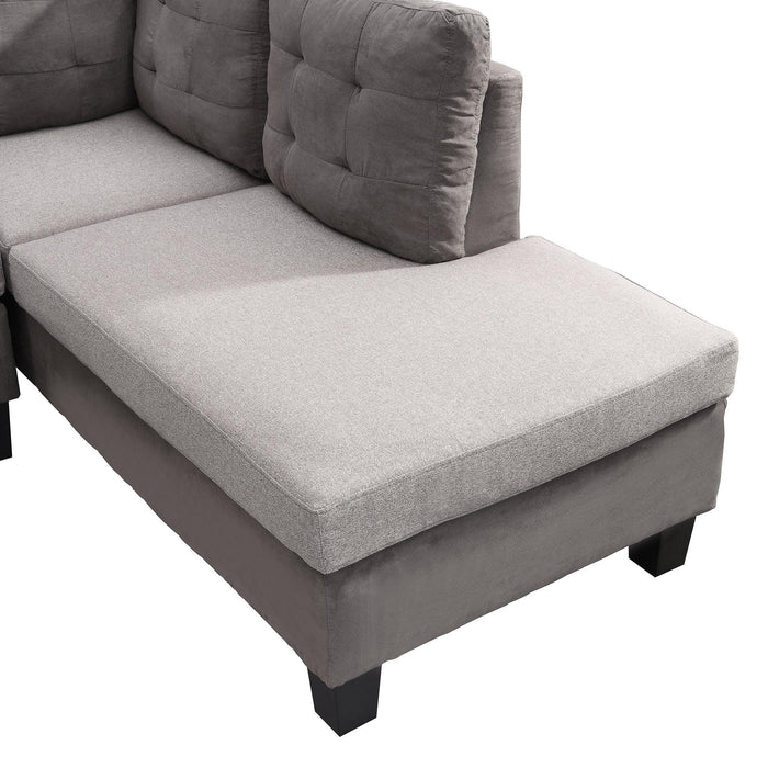 Sofa Set  for Living Room with Chaise Lounge andStorage Ottoman Living Room Furniture  Gray