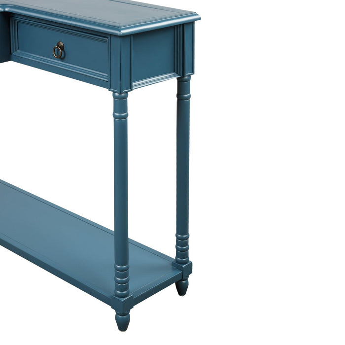 Console Table Sofa Table with Drawers for Entryway with Projecting Drawers and Long Shelf (Antique Navy)