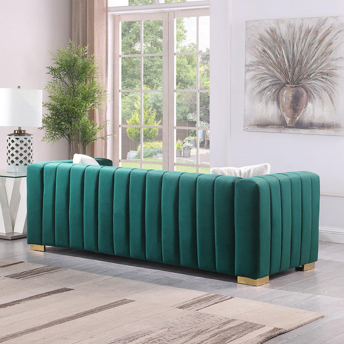 AModern  channel sofa  take on a traditional Chesterfield,Dark Green color,3 Seater