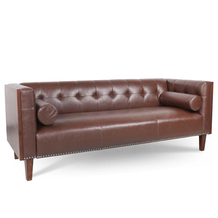 78.74" Wooden Decorated Arm 3 Seater Sofa