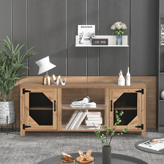 Modern TV Stand for 65” TV with LargeStorage Space, 3 Levels Adjustable shelves, Magnetic Cabinet Door, Entertainment Center for Living Room, Bedroom