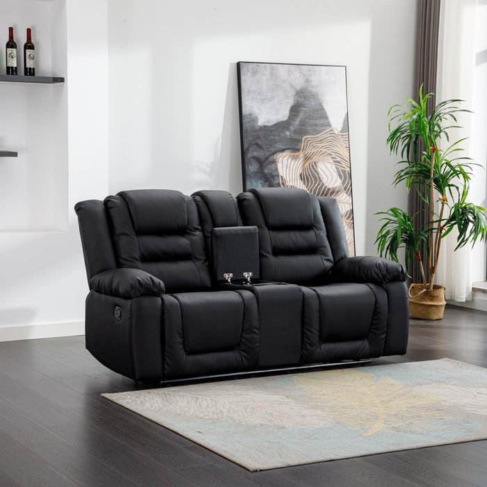 Home Theater Seating Manual Recliner, PU Leather Reclining Loveseat for Living Room