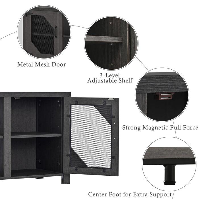 Modern TV Stand for 65'' TV with LargeStorage Space, 3 Levels Adjustable shelves, Magnetic Cabinet Door, Entertainment Center for Living Room, Bedroom