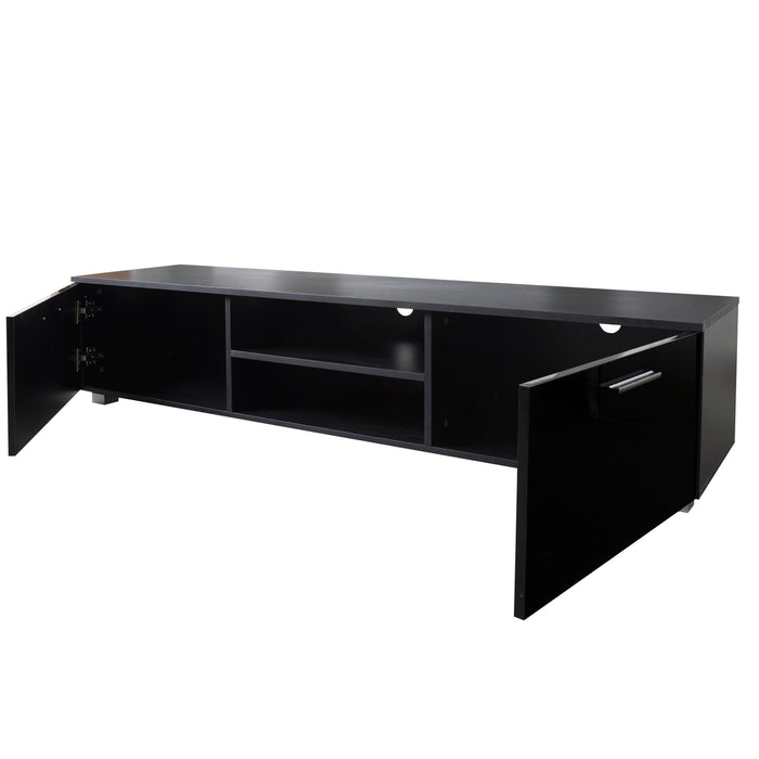 Black TV Stand for 70 Inch TV Stands, Media Console Entertainment Center Television Table, 2Storage Cabinet with Open Shelves for Living Room Bedroom