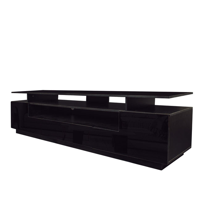 Modern Black TV Stand, 20 Colors LED TV Stand w/Remote Control Lights