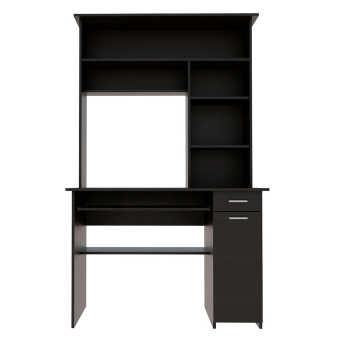 Aberdeen 2-Drawer 7-Shelf Computer Desk with Hutch Black Wengue