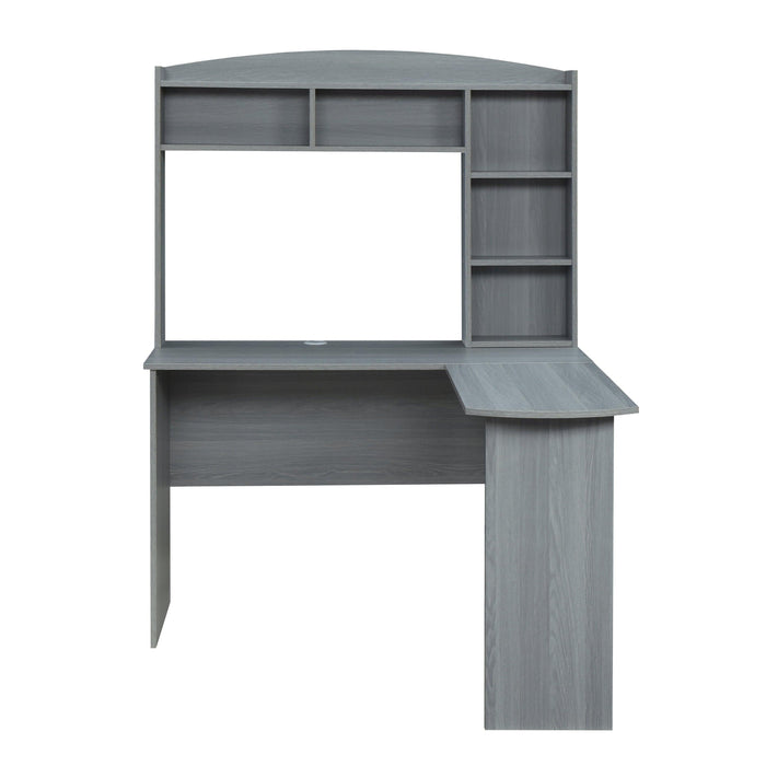 Techni MobiliModern L-Shaped Desk with Hutch, Grey