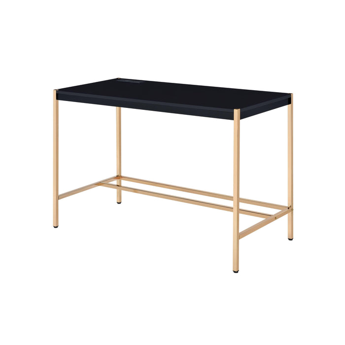 ACME Midriaks Writing Desk w/USB Port in Black & Gold Finish OF00021