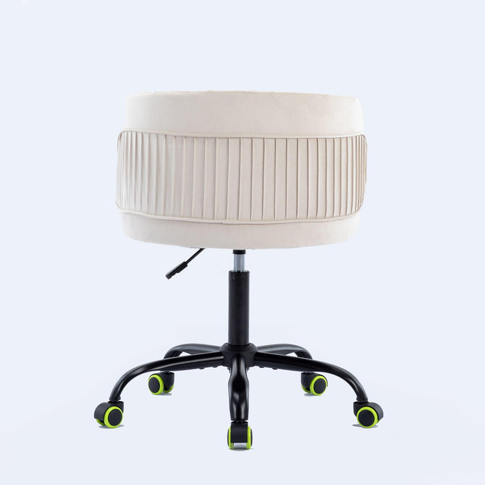 Zen Zone Velvet Leisure office chair, suitable for study and office, can adjust the height, can rotate 360 degrees, with pulley, Off-White