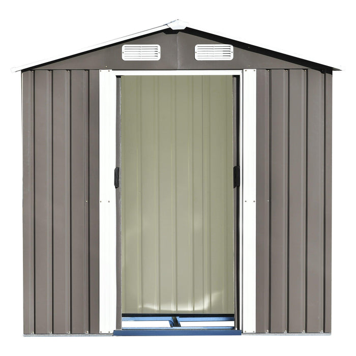 Patio 6ft x4ft Bike Shed Garden Shed, MetalStorage Shed with Lockable Door, Tool Cabinet with Vents and Foundation for Backyard, Lawn, Garden, Gray