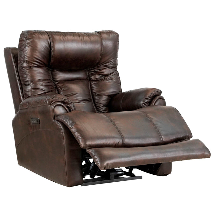 Leather Gel Zero Gravity Brown 37.5W” Width Power Recliner with Power Headrest ( Sofa )