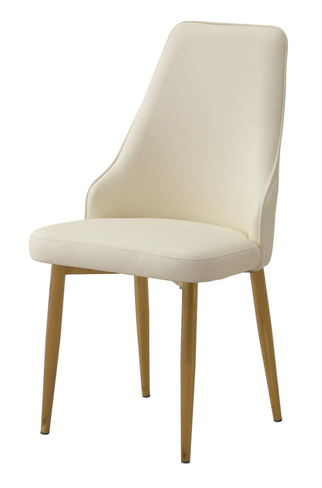 Dining Chair with PU Leather White  strong metal legs (Set of 2)