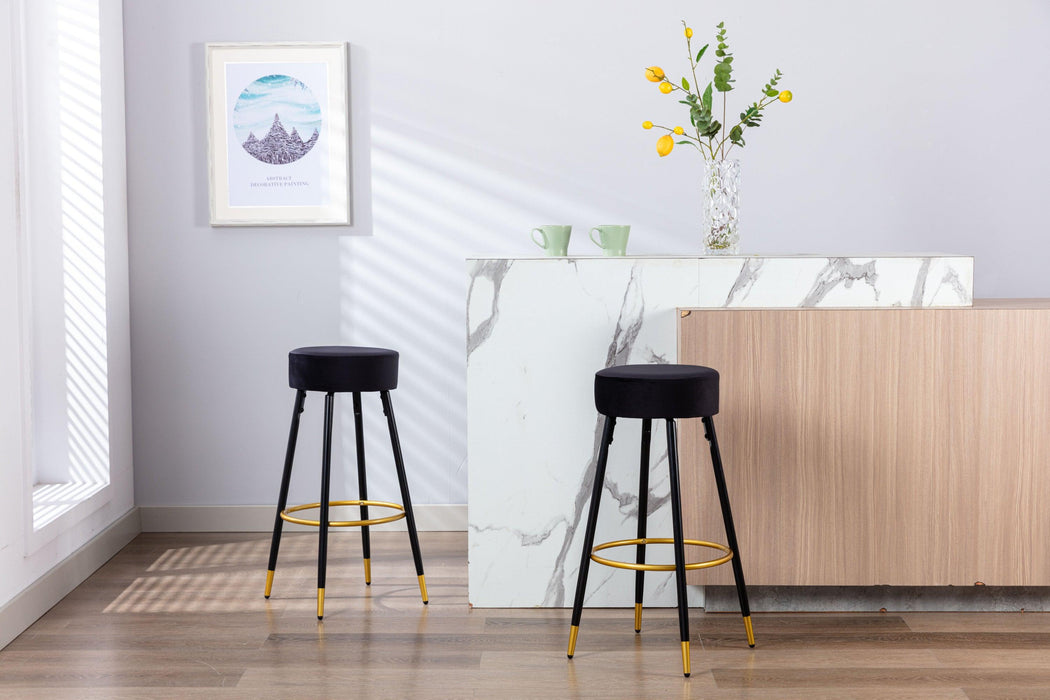 Counter Height Bar Stools Set of 2, Velvet Kitchen Stools Upholstered Dining Chair Stools 24 Inches Height with Golden Footrest for Kitchen Island Coffee Shop Bar Home Balcony,