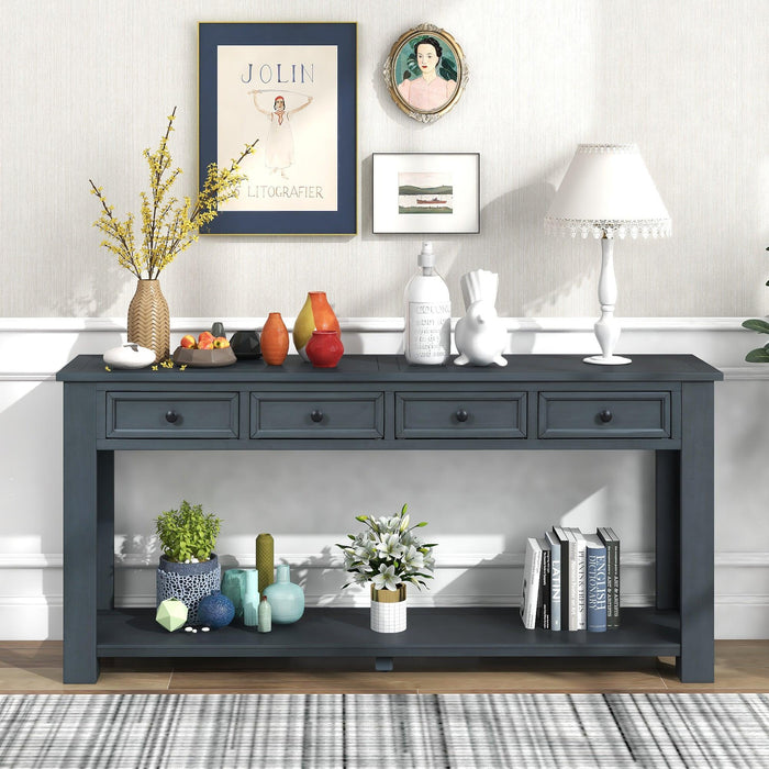 Console Table/Sofa Table withStorage Drawers and Bottom Shelf for Entryway Hallway (Navy)