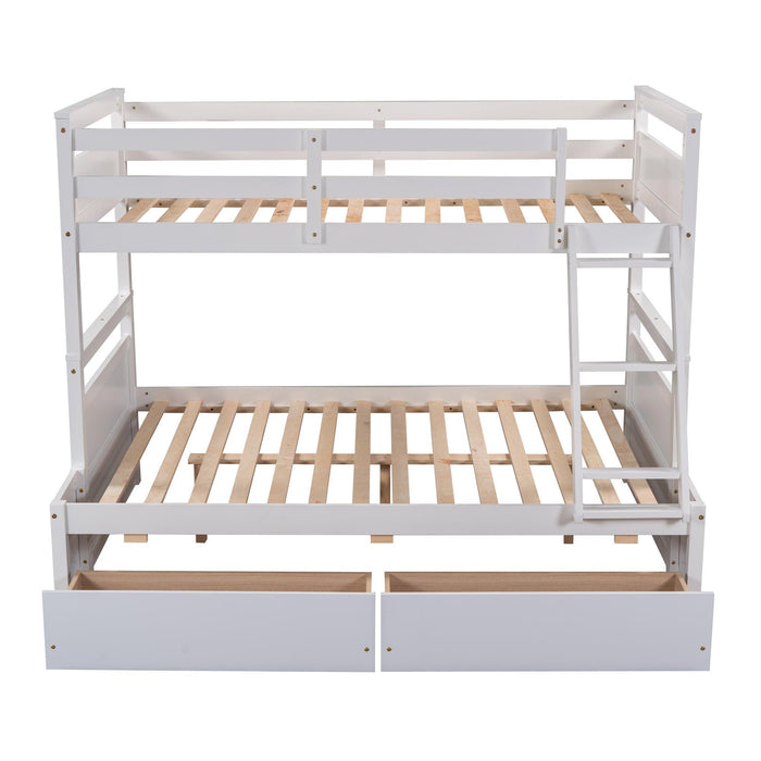 Twin over Full Bunk Bed withStorage - White