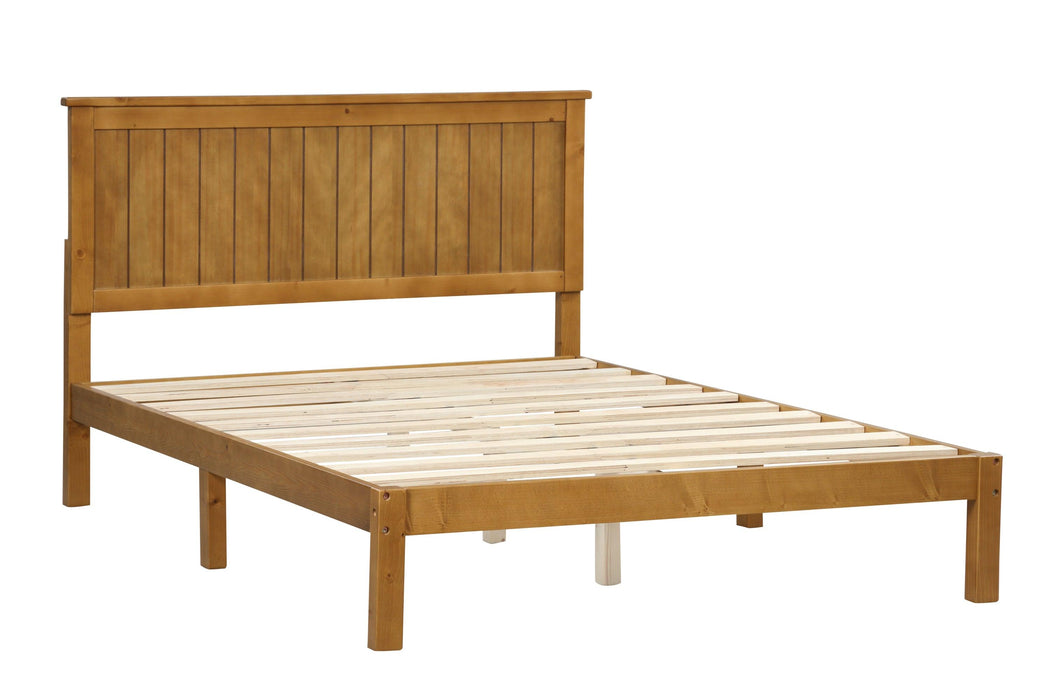 Platform Full Bed with Headboard,Light Brown