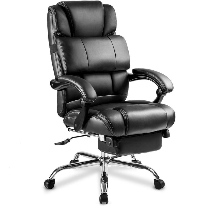 Office Chair - High Quality PU Leather/Double Padded/Support Cushion and Footrest