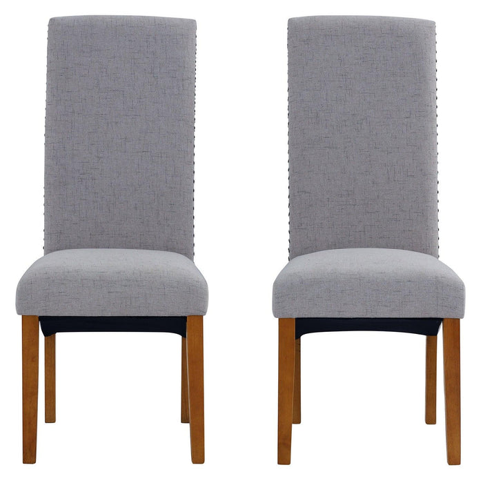 Set of 2 Uphostered Kitchen Dining Chairs w/Wood Legs, Padded Seat, Linen Fabric, Nails, Dining Chairs, Ideal for Dining Room, Kitchen, Living Room