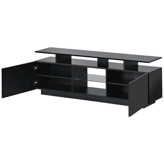 Modern TV Stand for TVs up to 65inches with LED lights, 16 Colors, for Livingroom, Bedroom, Black