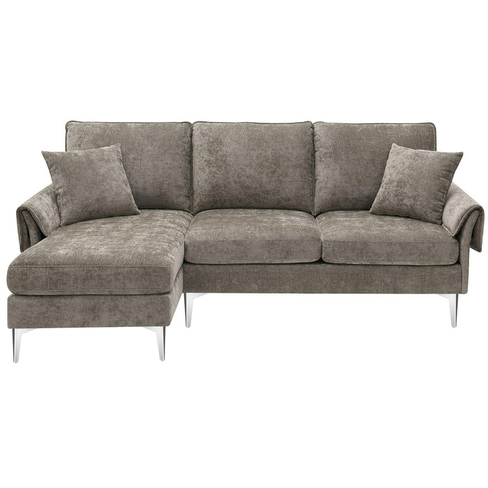 84 " Convertible Sectional Sofa,Modern Chenille L-Shaped Sofa Couch with Reversible Chaise Lounge, Fit for Living Room, Apartment(2 Pillows)