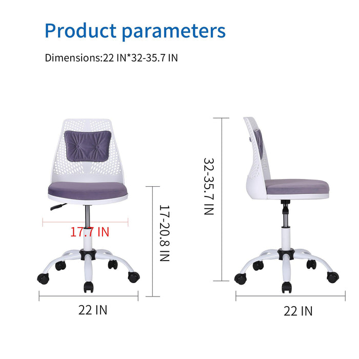 Office Task Desk Chair Swivel Home Comfort Chairs,Adjustable Height with ample lumbar support,White+Purple