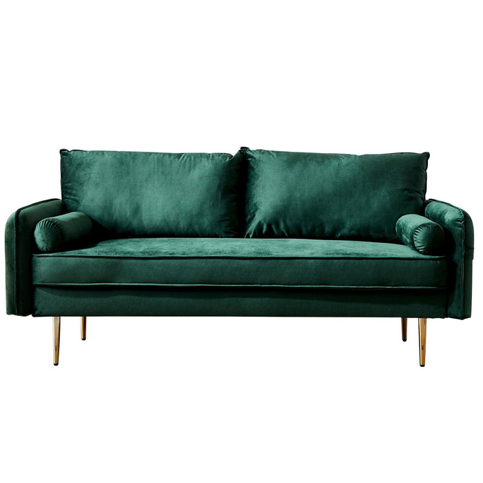 Velvet Fabric sofa with pocket-71‘’green