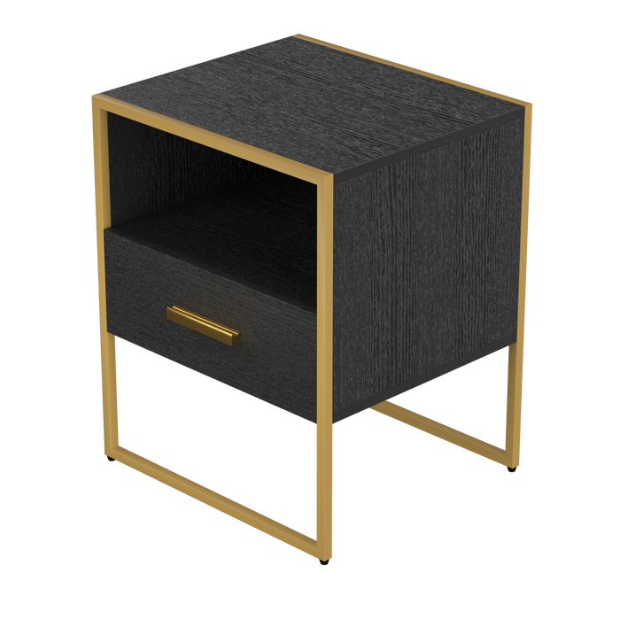 UpdateModern Nightstand with 1Drawers, Suitable for Bedroom/Living Room/Side Table (ld and Black )