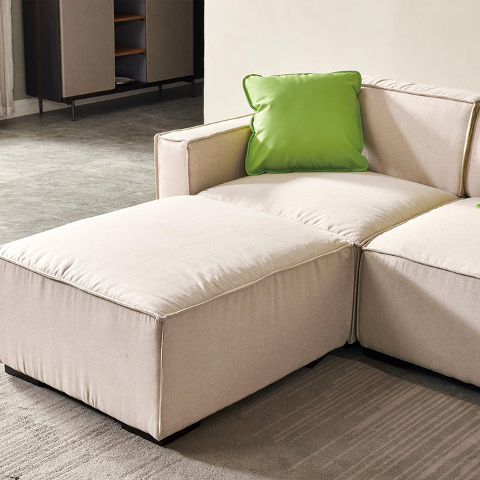 Modular Sofa L Shape with Convertible Ottoman Chaise(Beige)