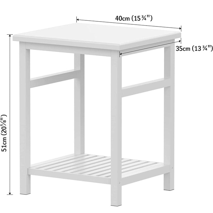 Nightstand, End Table, Bamboo Night Stand Bedside Table, Side Table for Bedroom Living Room Lounge, Space Saving, Easy to Assemble, NS-537 (1 Pack, White)