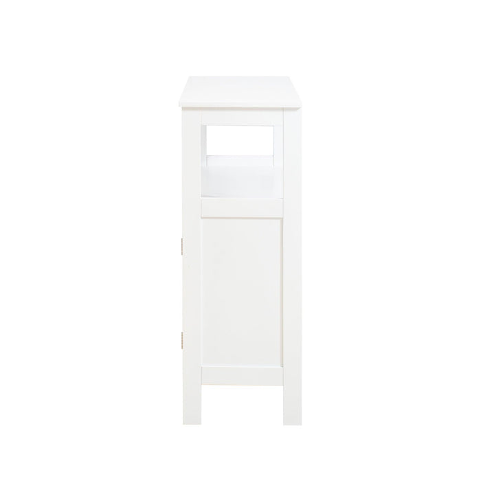 FloorStorage Cabinet, Wooden FreeStandingStorage Organizer with 2 Doors and Shelves for Bathroom, living Room, White