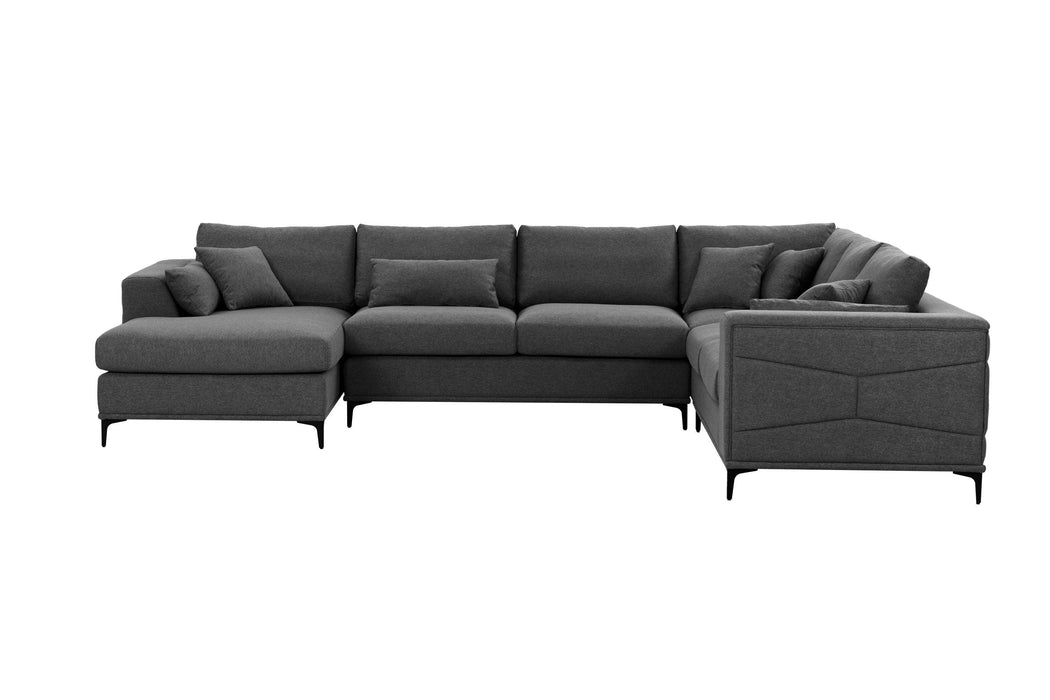 Large Sectional Sofa,145"(L)x117"(W) Classic Look with Tufted Pattern on Outer Armrest and Back, Dark Grey