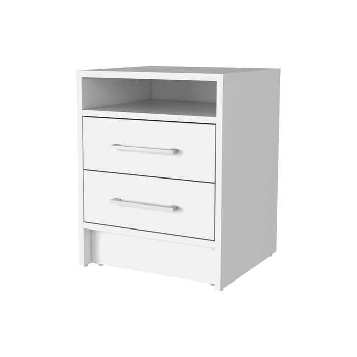 Peterson 2-Drawer 1-Shelf Side Table White