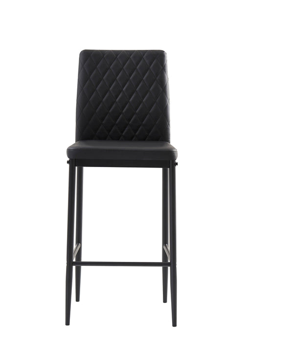 BlackModern simple bar chair, fireproof leather spraying metal pipe, diamond grid pattern, restaurant, family, 2-piece set