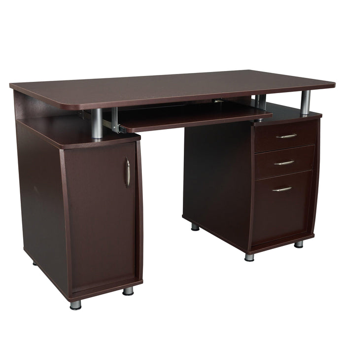 Techni Mobili Complete Workstation Computer Desk withStorage, Chocolate