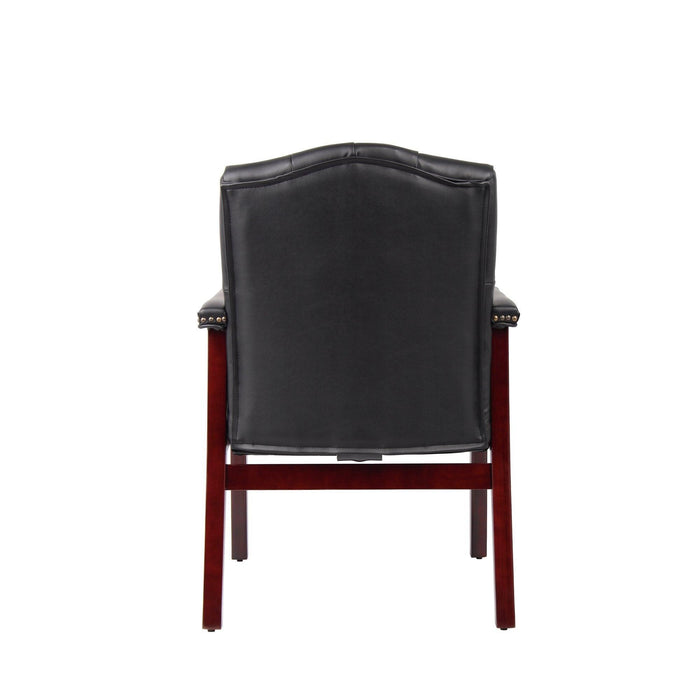 Leather Reception Guest Chairs  W/Padded Seat and Arms Ergonomic Mid-Back Office Executive Side Chair for Meeting Waiting Room Conference Office Guest Chairs,Black