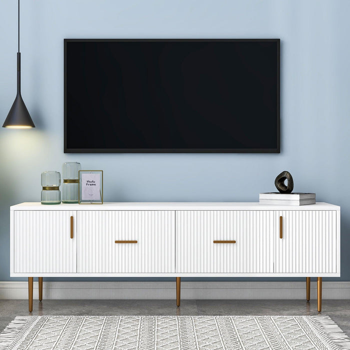 Modern TV Stand with 5 Champagne Legs - Durable, Stylish and Spacious，TVS Up to 75''