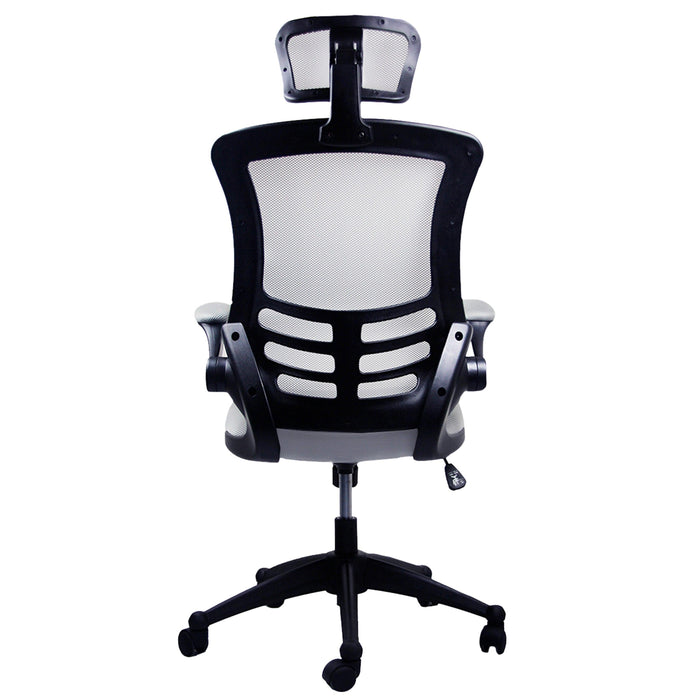 Techni MobiliModern High-Back Mesh Executive Office Chair with Headrest and Flip-Up Arms, Silver Grey