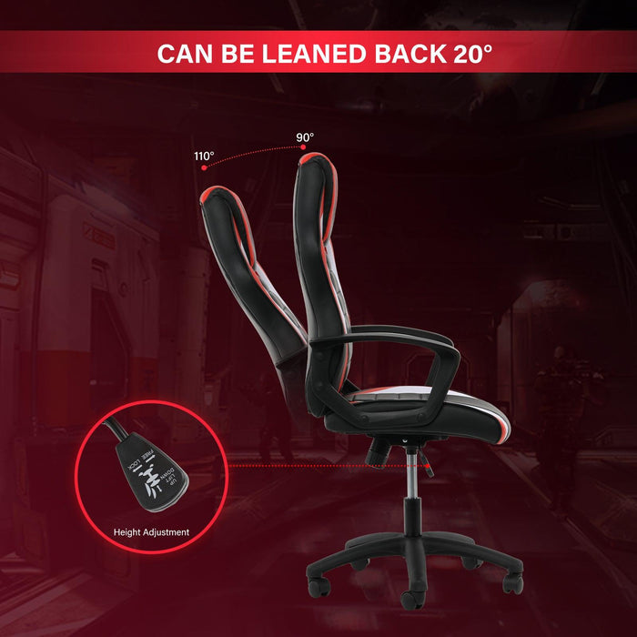 Gaming Office High Back Computer Ergonomic Adjustable Swivel Chair, Black/Red/White