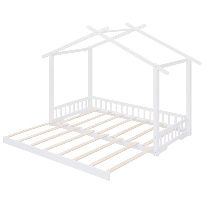 Extending House Bed, Wooden Daybed, White